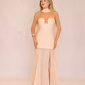 Riviera maxi-jurk en sjaal in nude roze