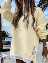 Trui met lange mouwen, ritssluiting en split, casual sweatshirtjurk