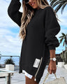 Trui met lange mouwen, ritssluiting en split, casual sweatshirtjurk