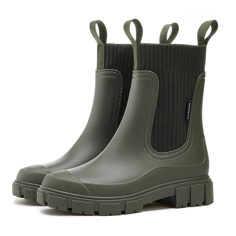 Antislip, waterdichte laarzen met dikke zool tot halverwege de kuit