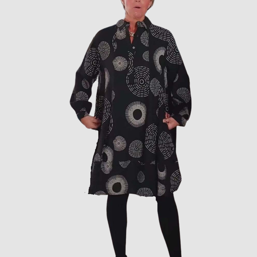 Haydie™ Casual jurk met revers en geometrische print
