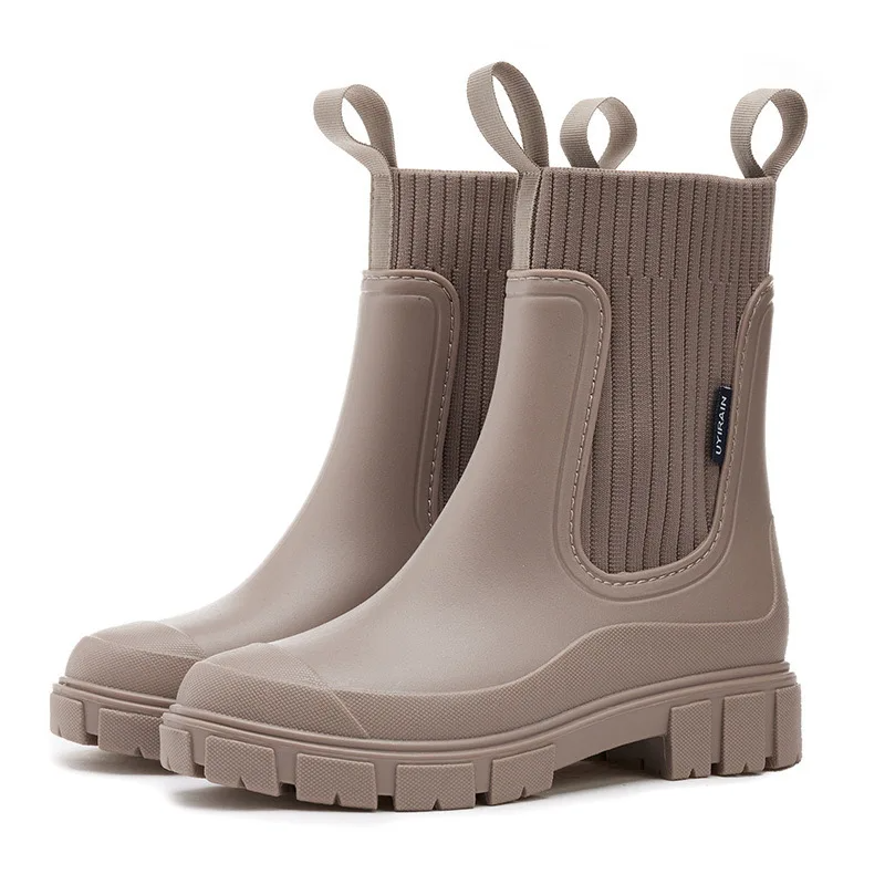 Antislip, waterdichte laarzen met dikke zool tot halverwege de kuit