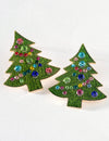 Kerstoorbel met kerstbalmotief in groen en meerkleurig