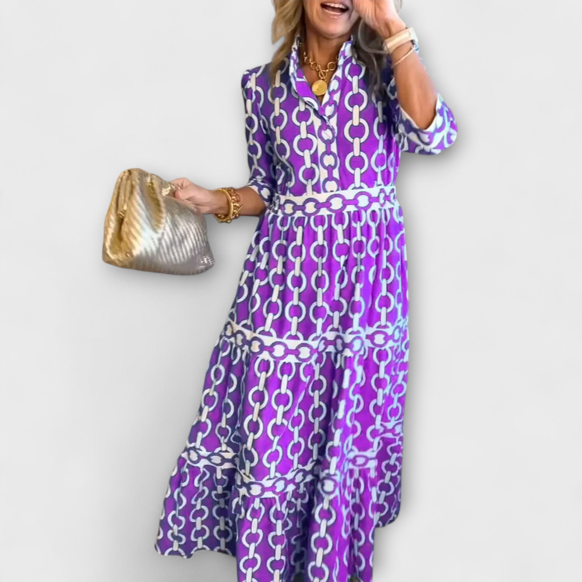 Sophia | Midi-jurk met kettingpatroon