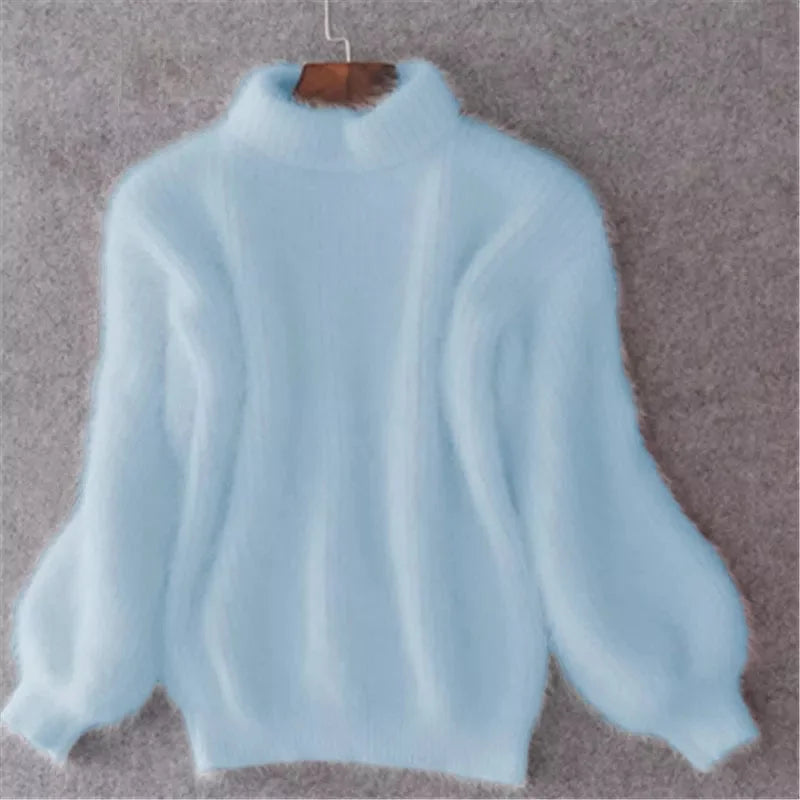 Losse, effen gebreide trui - vintage Angora trui