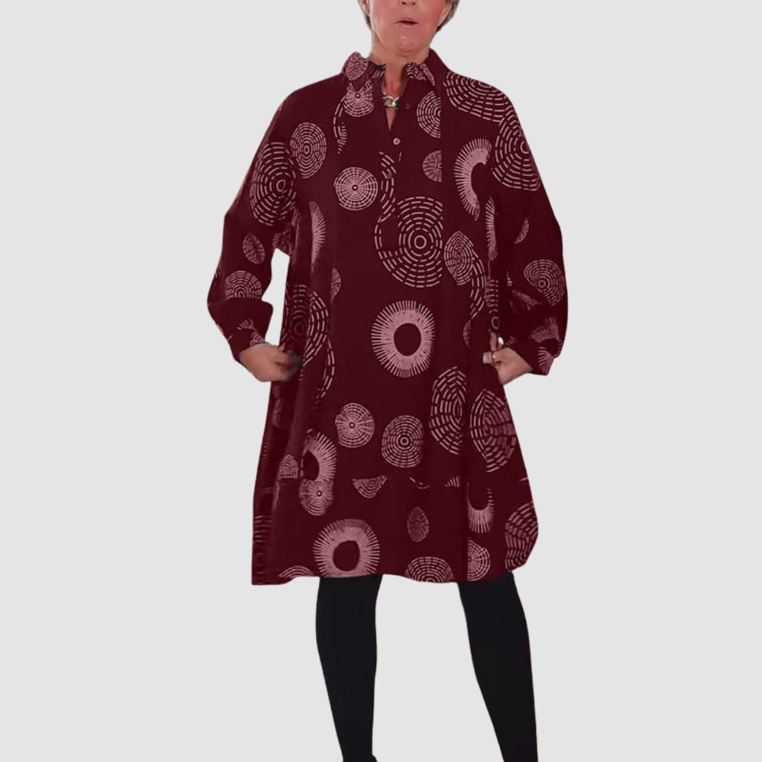 Haydie™ Casual jurk met revers en geometrische print