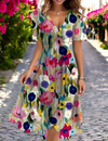 Rosalind - Losse jurk met bloemenprint en diepe V-hals