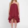 Elegante halterjurk met ruches