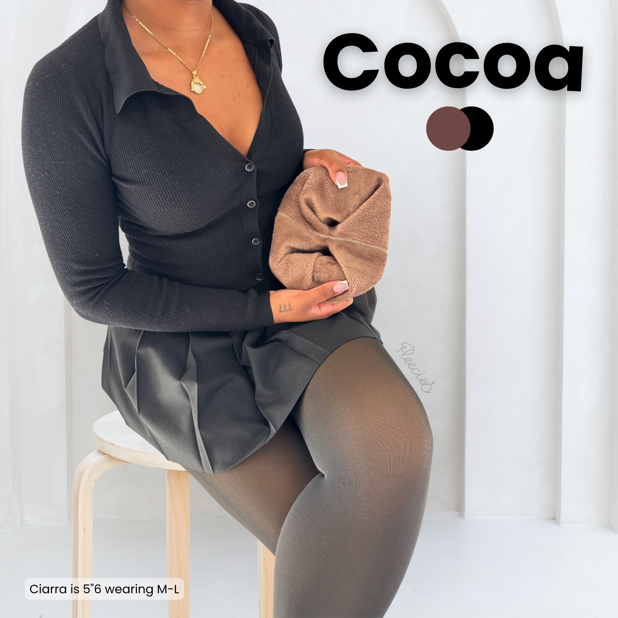 Fleecegevoerde panty met blote-benen-look