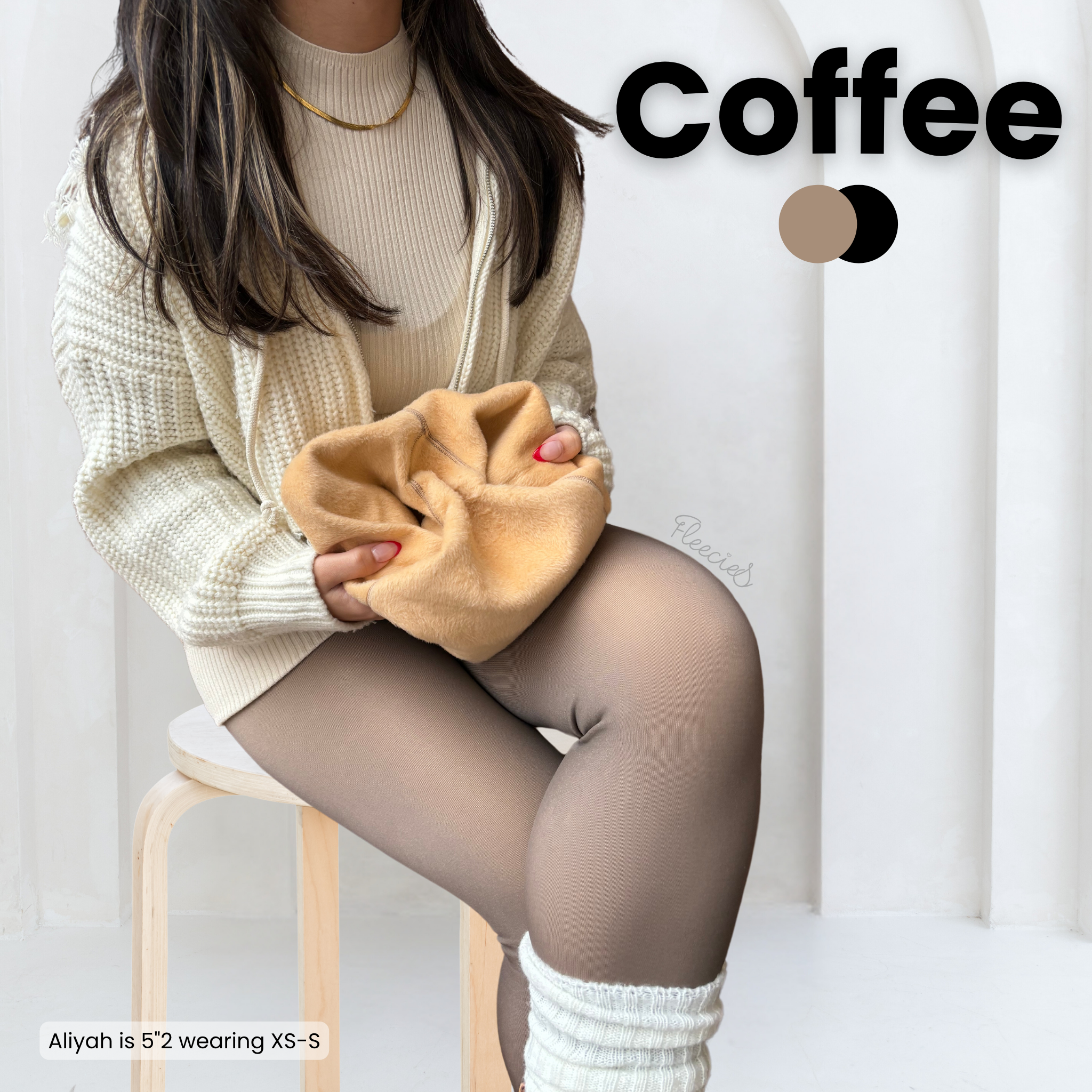Fleecegevoerde panty met blote-benen-look