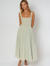 Trinity - Elegante effen mouwloze A-lijn midi-jurk