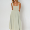 Trinity - Elegante effen mouwloze A-lijn midi-jurk