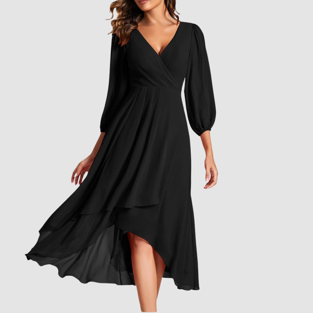 Mia™ elegante lange jurk met V-hals