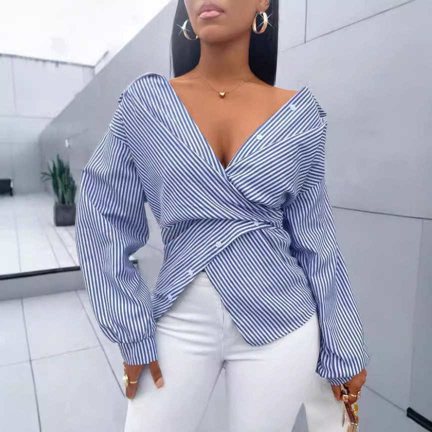 VANOVICH™ Milano Stripe Asymmetrisch Shirt