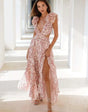 Lexi - Elegante maxi-jurk met open rug en ruches