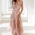 Lexi - Elegante maxi-jurk met open rug en ruches