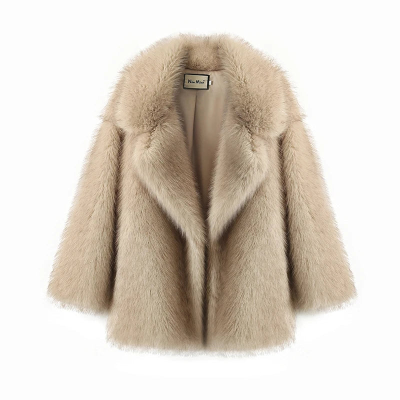 NeoMint™ oversized jas van imitatievossenbont met kleurverloop