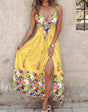 Riviera Bloom – Bloemenprint midi-jurk met zwierige rok