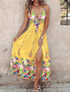Riviera Bloom – Bloemenprint midi-jurk met zwierige rok
