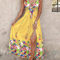 Riviera Bloom – Bloemenprint midi-jurk met zwierige rok