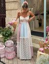 Cyrille - Elegante maxi-jurk met bandjes en patchwork