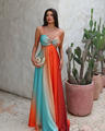 Solana Vibe – Maxi-jurk met open rug en boho-uitsnijdingen