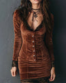 Vintage kanten bodycon jurk met knoopsluiting aan de voorkant