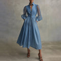 Denimelle mesh luxe midi-jurk