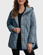 Sylvia casual jas met capuchon in effen ruitpatroon