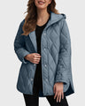 Sylvia casual jas met capuchon in effen ruitpatroon