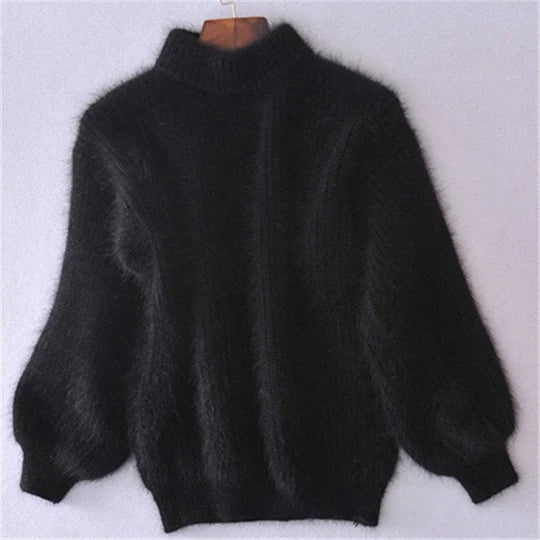 Losse, effen gebreide trui - vintage Angora trui