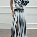 Shiloh - Elegante gestreepte maxi-jurk met één schouder
