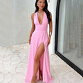 Shaina - Trendy maxi-jurk met V-hals en split