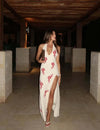 Middernachtroze maxi-jurk met split