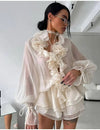 Tweedelig setje met bloemen en ruches
