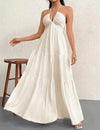 Isla Romance™ – Geplooide witte maxi-jurk