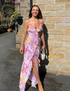 Maxi-jurk met onregelmatige bloemenprint en kwastjes