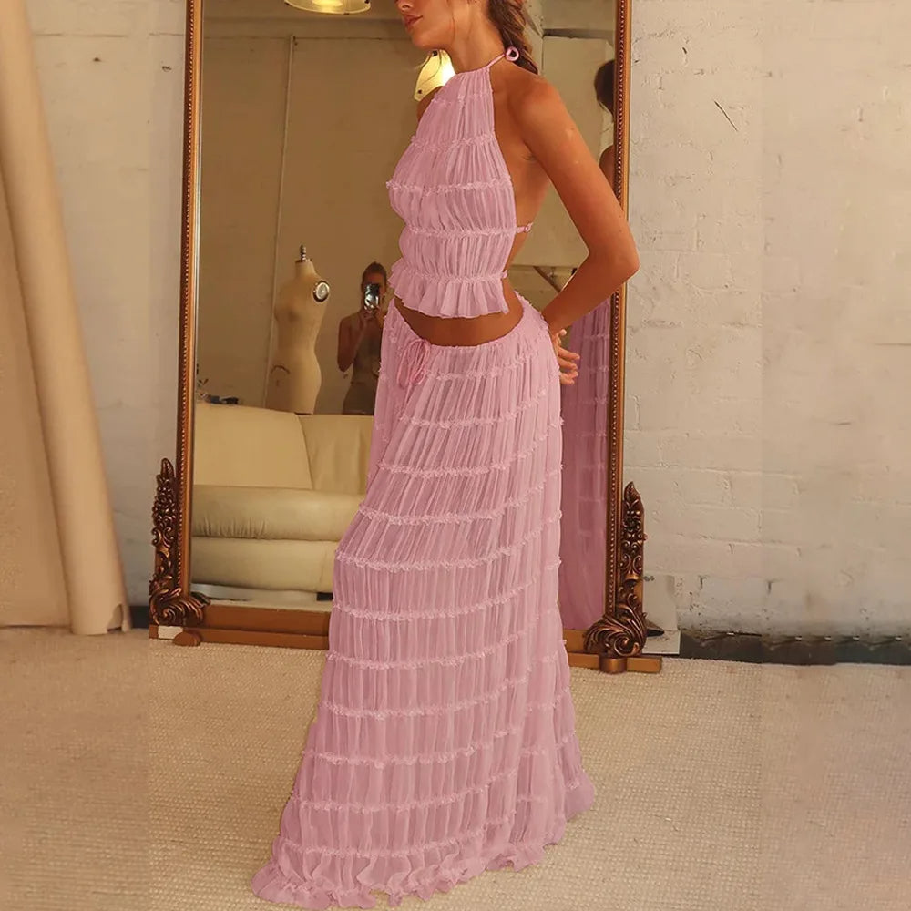 Isla Maxi Set met Vetersluiting – Elegante Tweedelige Halterset