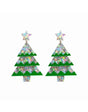 Kerstoorbel in de vorm van een kerstboom van hars in groen en zilver.