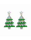 Kerstoorbel in de vorm van een kerstboom van hars in groen en zilver.