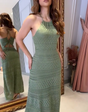 Seafoam Siren gebreide midi-jurk
