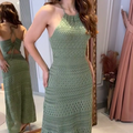 Seafoam Siren gebreide midi-jurk