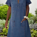 Bella™ | Zachte denim jurk met zakken