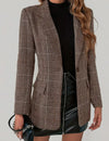 Aurella vintage geruite knoopblouse