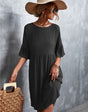 EverBloom™ midi-jurk met ruchesmouwen