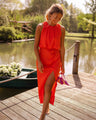 Anna™ | Mouwloze midi-jurk met hoge hals
