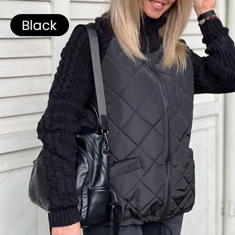 Aura gebreide patchwork gewatteerde jas